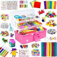 3000 Arts and Crafts Supplies for Kids Craft Kit All in 3 Layered Medium, red