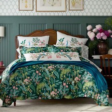Rifle Paper Co. Peacock Classic Smooth Sateen Duvet Cover - Evergreen, Full/Que