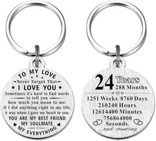 24th Anniversary Keychain Gifts Steel Engraved 24 Year Anniversary Decoration...