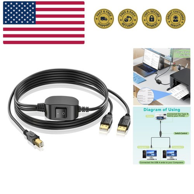 #ad 5FT USB Printer Splitter Connect Two Computers to One Printer Effortlessly $19.13