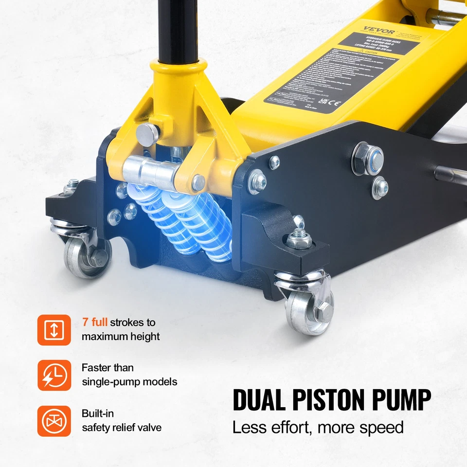 Low Profile Floor Jack 2 Ton Aluminum Steel Car Hydraulic Jack Dual Piston Pump Foto 4 de 4