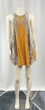 Taylor & Sage Tank Dress Golden Ivory Paisley A-Line Buttons Size XS