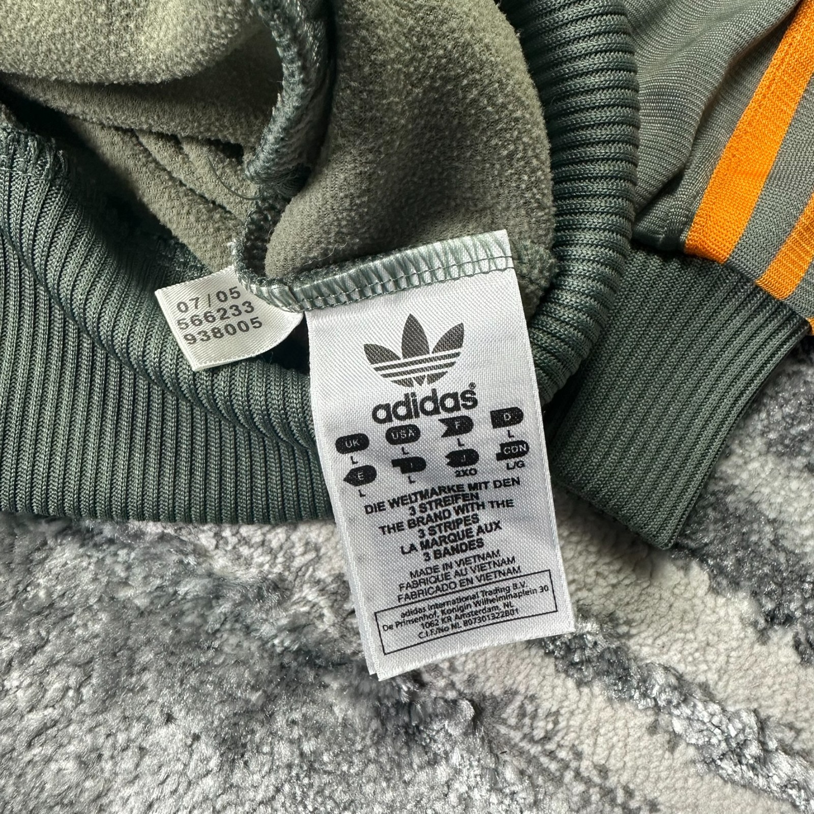 Vintage Adidas Original Sport Oversized Sz Large Khaki Funnel Neck Track Jacket image 4