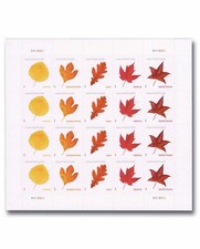 USPS Vibrant Leaves Postcard Sheet of 20 POSTAGE STAMPS
