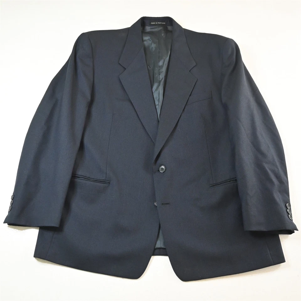 Vtg Yves Saint Laurent 44R 36x32 Blue Glenn Check 100% Wool Jacket Pants Suit - Image 2 of 4