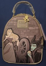 NEW Loungefly Disney Sleeping Beauty  Maleficent Spinning Wheel Mini Backpack