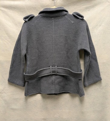 Women's XS Grey Merino Burberry Double Breasted Sweater