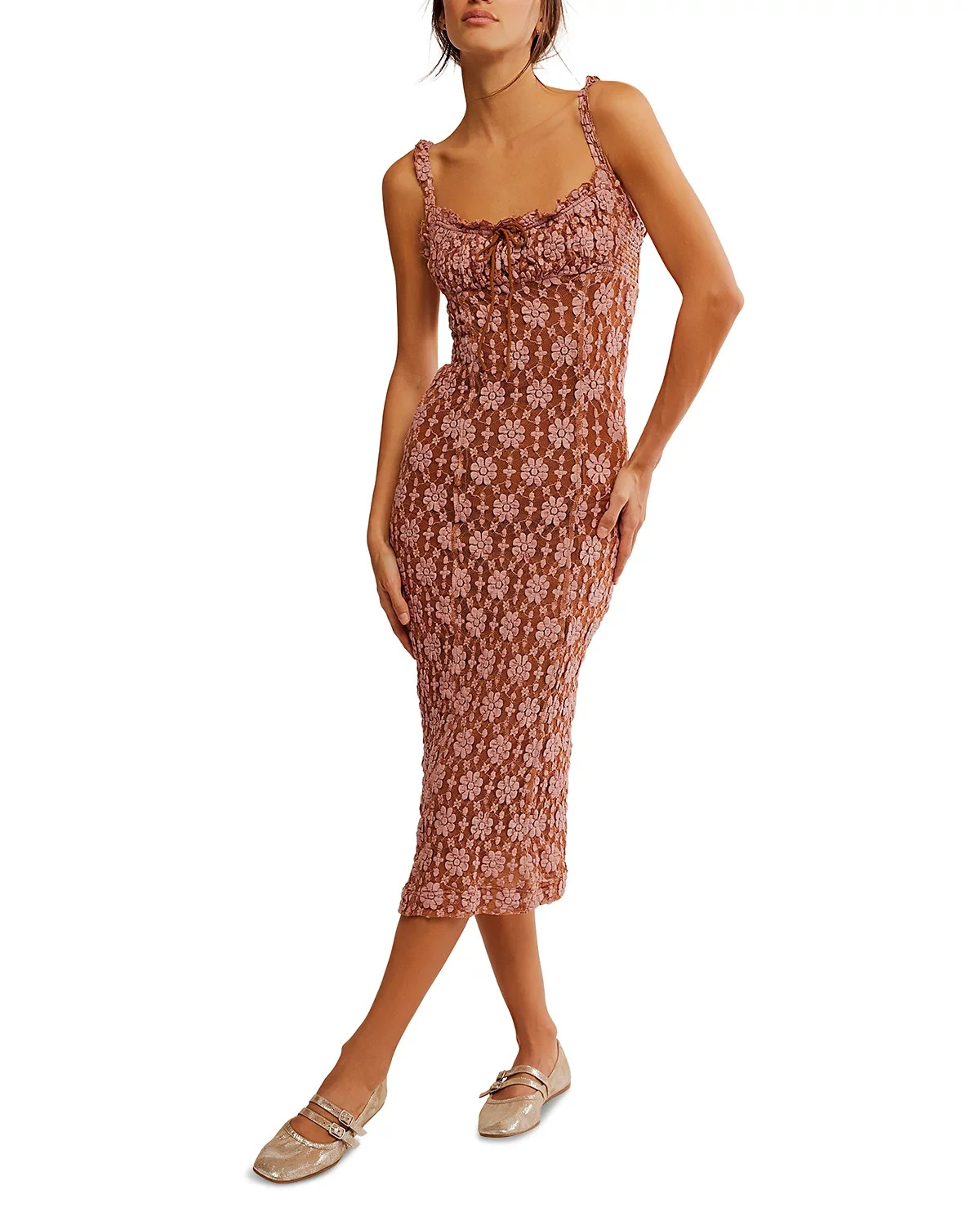 Free People L130210 Women’s Ginger Combo Lucinda Midi Dress Size M