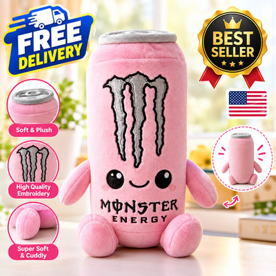 Monster Energy Drink Plush Toy Pink Zero Sugar Can Soft Stuffed Doll Decor Gift