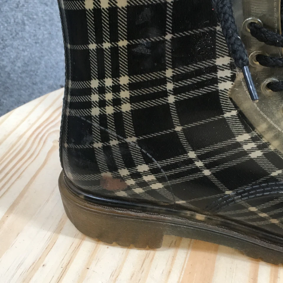 Dirty Laundry Boots Womens 9 Roadie Rain Black Plaid Comfort Round Toe Ankle Top - Image 2 of 4