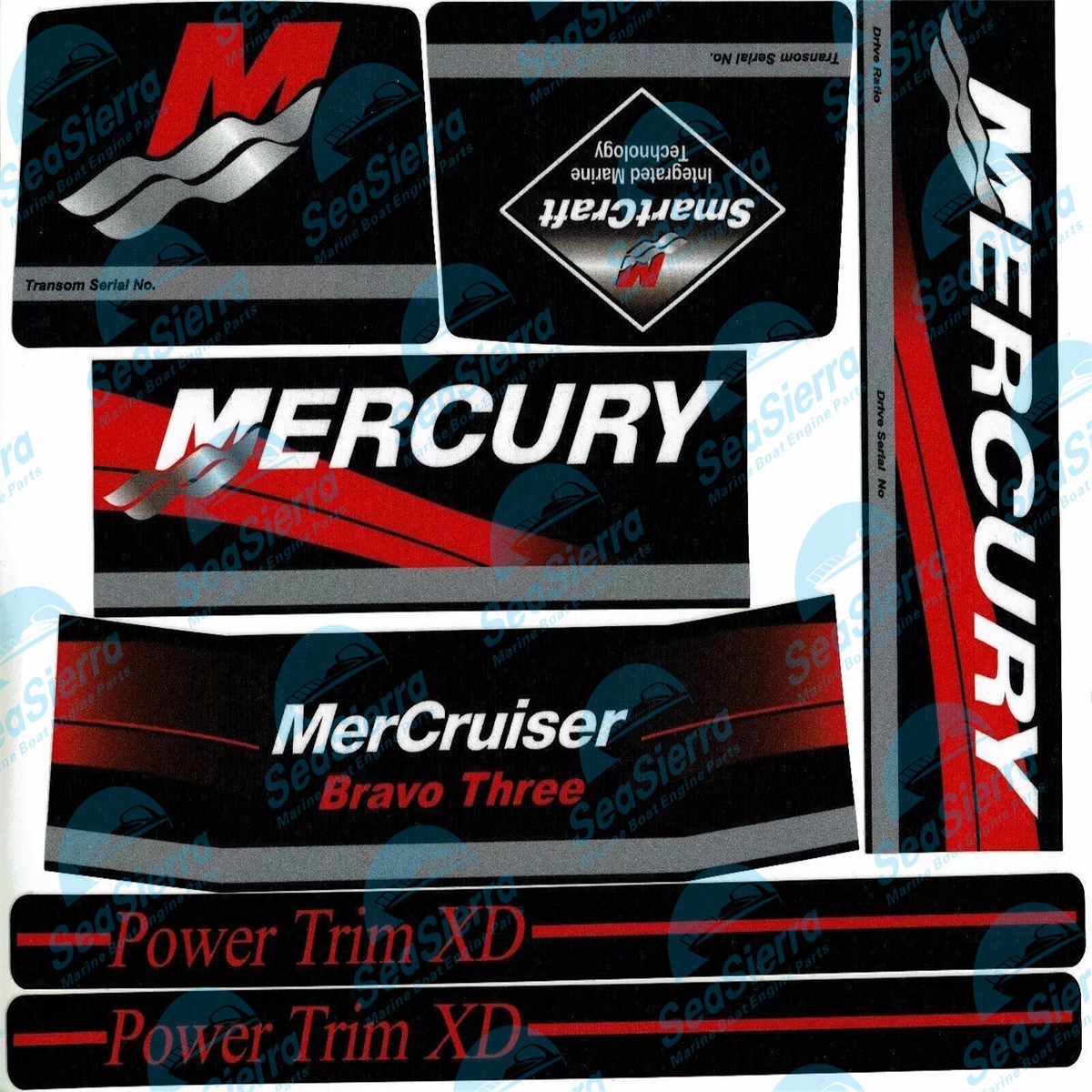 OEM MerCruiser Mercury Bravo 3 III outdrive Decal sticker kit set