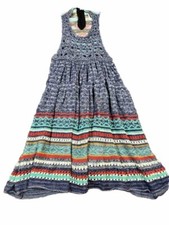 Free People Dress Small Boho Crochet Multicolor Knit Whimsy Peasant