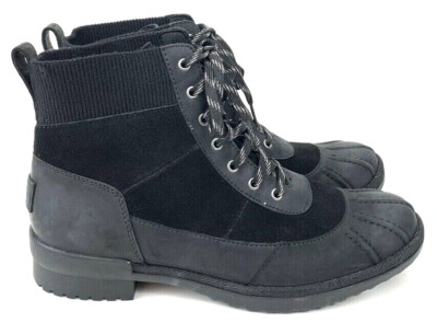 UGG Cayli Women's Waterproof Leather Suede Lace Up Black Mini Boots M#1095160