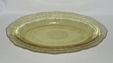 Federal Glass NORMANDIE "Bouquet and Lattice" Amber Oval Serving Platter