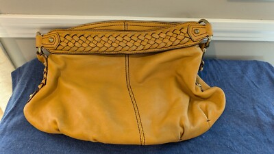 Banana Republic Purse YELLOW - Shoulder Strap Braided -Leather