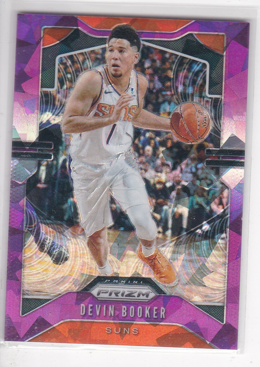 2019-20 Panini Prizm #67 Devin Booker Purple Ice Prizm 52/149 Phoenix Suns