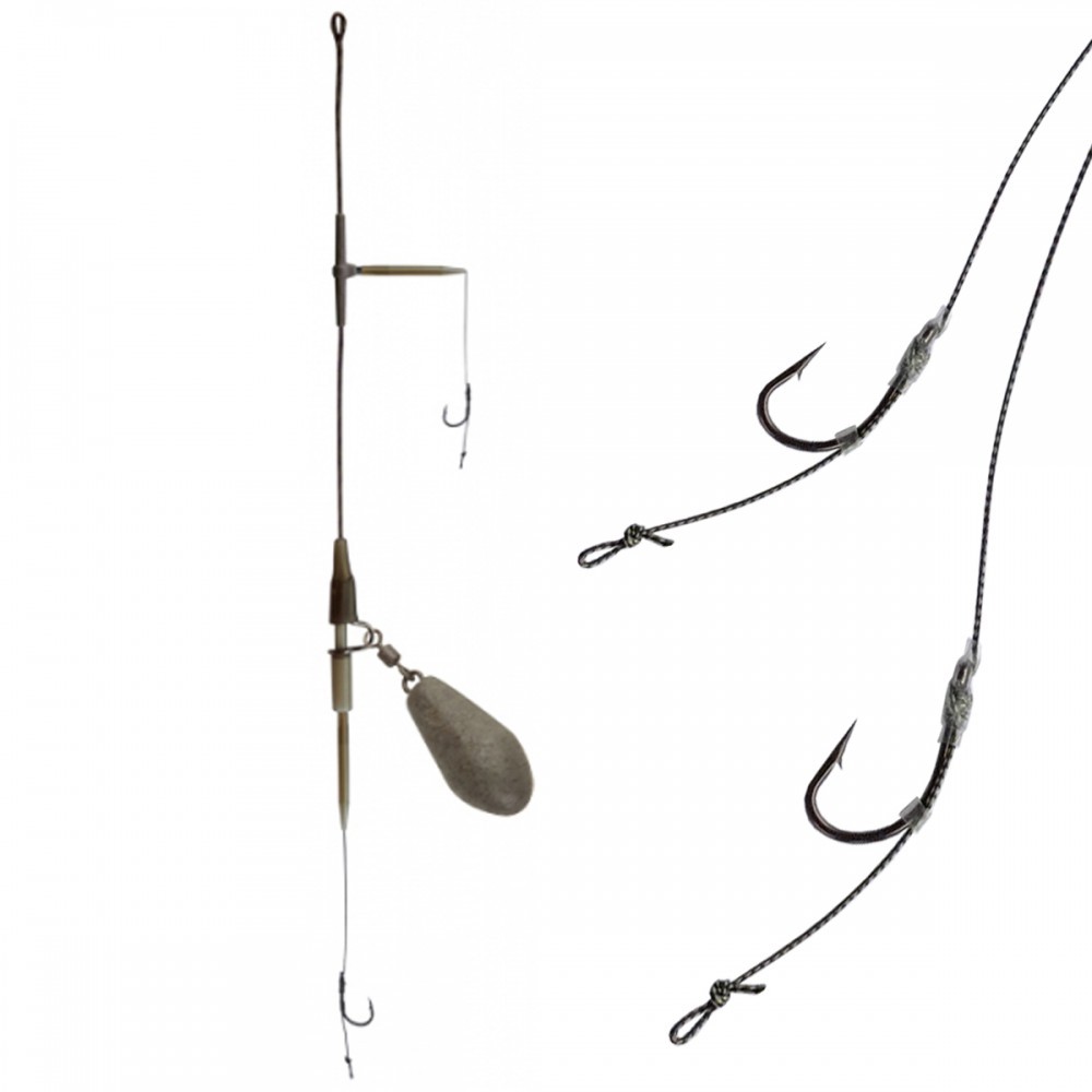 Karpfenmontage POWER LEAD CLIP Komplett gebunden Leadcore Leader Safety