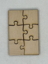 Custom Laser Cut Unfinished 6 PC Rectangle Puzzle Shape Wood Craft Cutout