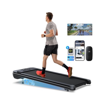 WELLFIT 10%/12% Incline Walking Pad Treadmill with 340+ lbs Capacity for Apar...