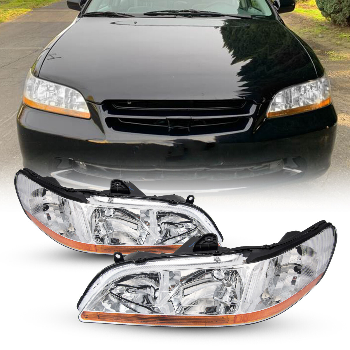 Torchbeam Pair For 1998-2002 Accord Headlight Assembly Clear