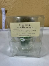 Pier 1 Floating Candle in Glass Chalice and Glass Pebbles Christmas New