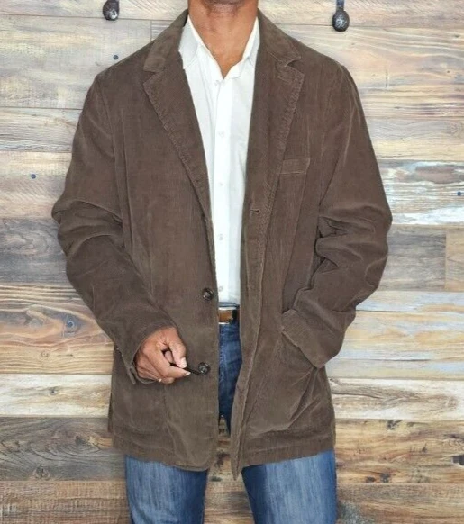 Eddie Bauer вельвет 100% хлопок двойной вентилируемый коричневый длинный жакет 46T - Изображение 4 из 4