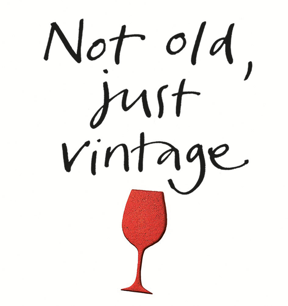 Not Old Just Vintage Birthday Card – Calligraphy and Icons by Anna Smith