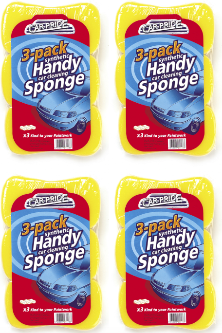 12x Car Pride Synthetic Handy Car Cleaning Sponges - 20cm x 10cm x 5cm