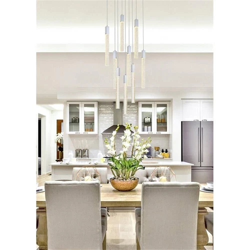 Elegant Lighting Weston 9-Light Modern Metal and Crystal Pendant in Chrome - Picture 2 of 8