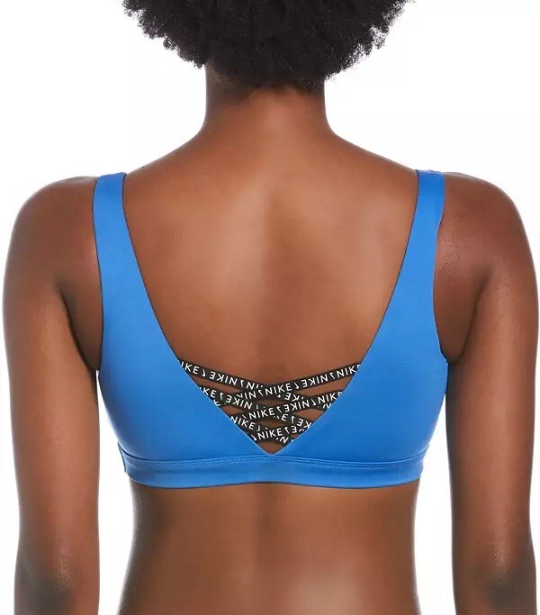 関税込み【NIKE】Nike Sneakerkini Bralette Nike Sneakerkini Women's Scoop Neck Bikini Top BLUE Size XL