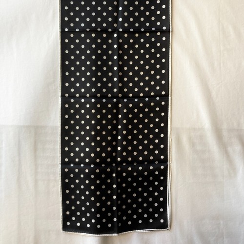 Vintage Scarf Wrap 100% Polyester Polka Dot 12" X 58" Long Rectangle Black White - Picture 4 of 10