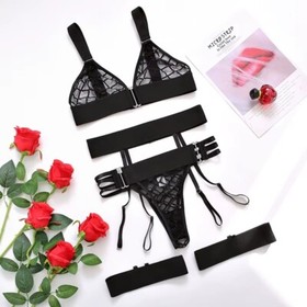 Women's Sexy Lingerie Set Bra G-string Garter Belt Babydoll Underwear Nightwear