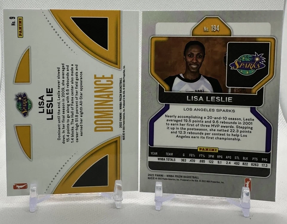 Lisa Leslie 2022 Panini Prizm WNBA 194 Base MVP & 9 Dominance Los Angeles Sparks - Image 2 of 4