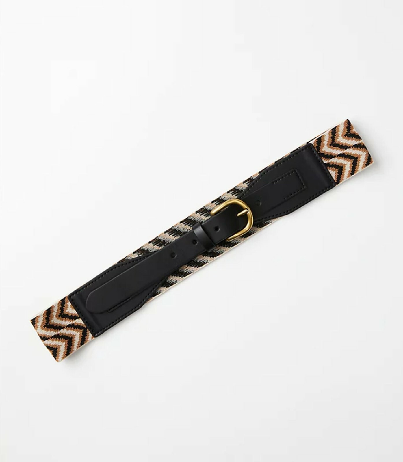 "Ann Taylor Loft Belt Womens Medium Ikat Stretch Waist Black Multi 2\" x 39\" NEW"