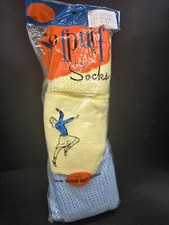 2 Pair Vintage Sofpuff Ankle Crew Socks Vacuum Grip Yellow Blue Sz 9-11 USA