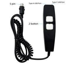 2 Button 5 Pin Lift Chair Handset Recliner Remote Hand Control with USB A C Port