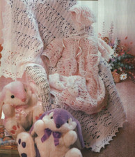 CHRISTENING SET BABY SWEATER HAT BOOTIES  AFGHAN CROCHET PATTERN INSTRUCTIONS