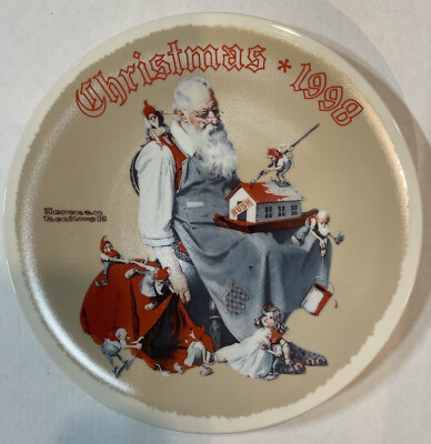 Norman Rockwell  Santa s Helpers  1998 Plate Christmas Knowles with COA