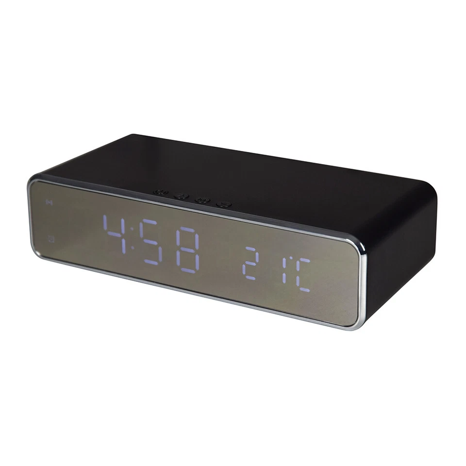 Recarga: reloj despertador digital inalámbrico de carga rápida cabecera negro dormitorio Foto 2 de 4