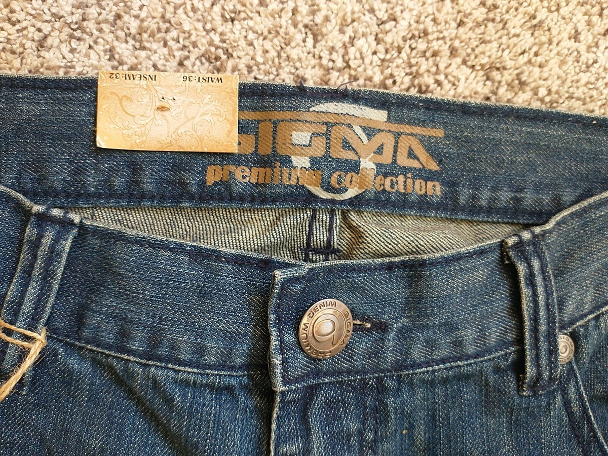 Men's Sigma Premium Collection Dark Wash Blue Jeans~ 36 X 32 Men's Sigma Premium Collection Dark Wash Blue Jeans~ 36 X 32