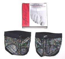 Capezio FootUndeez Shoe Foot Underwear Black Silver Hologram Foil New Box Adult