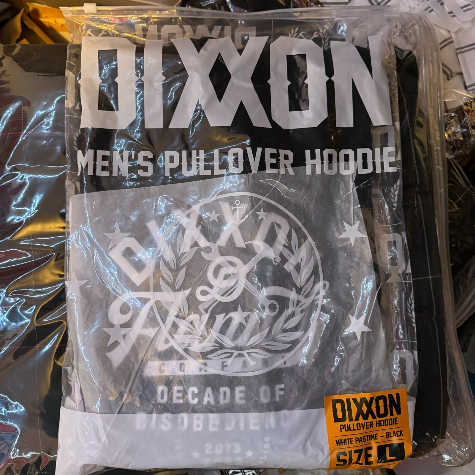 Dixxon Flannel Co Men's Large White Pastime Logo Black Pullover Hoodie BNIB image 5
