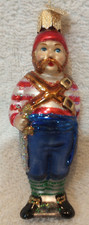 Pirate Ship Man, Old World Christmas Ornament 4" T Blown Glass 2008