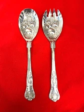 Vintage Heavy Silverplate FB Rogers, Italy - Repousse Salad Set