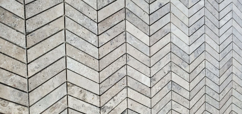 Chevron Latte Honed Travertine Mosaic Tile - Image 3 of 4