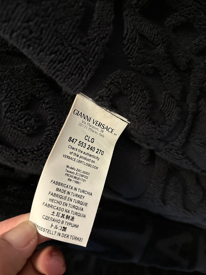 Versace Home Bathrobe Black Gold Cotton Logo Robe No Belt Size Large eBay