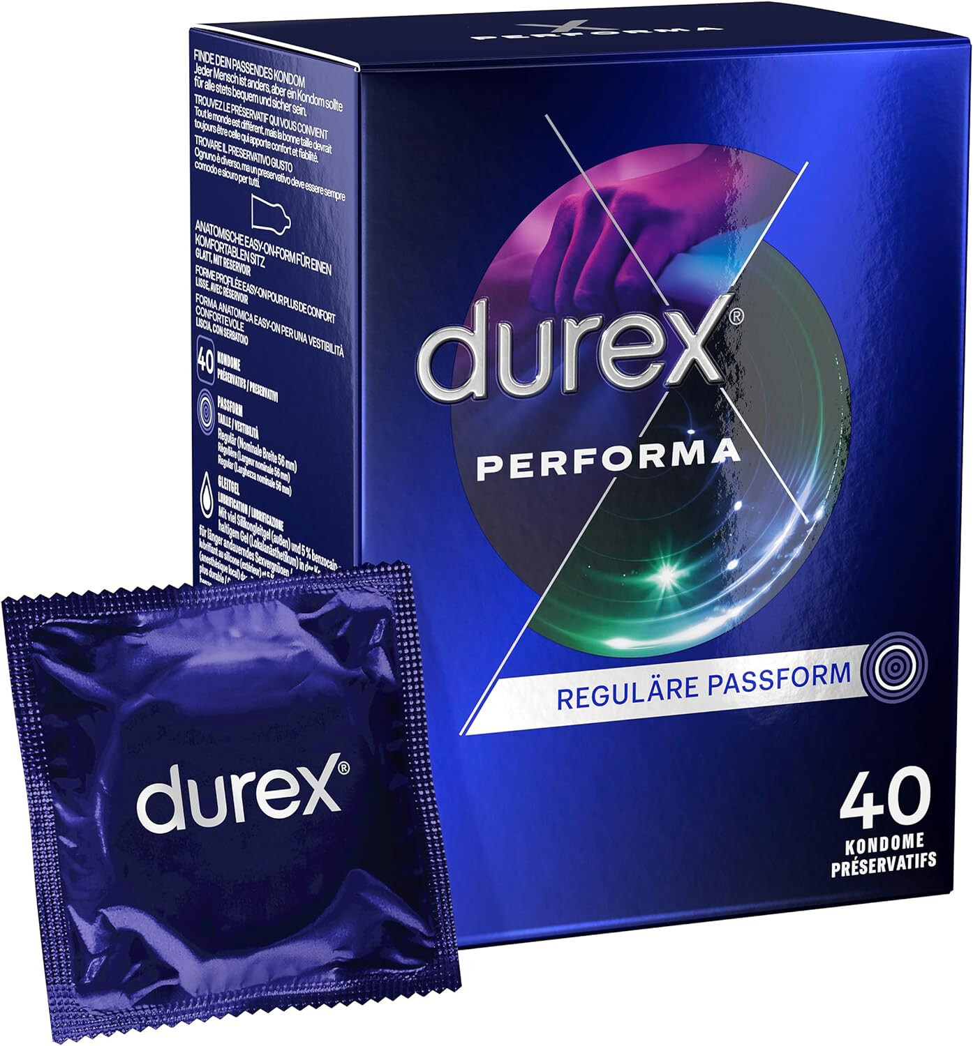 Durex Performa 40 Kondome Easy-On-Form transparent mit 5% Benzocain Gleitmittel Durex Performa 40 Kondome Easy-On-Form transparent mit 5% Benzocain Gleitmittel