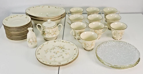 Vintage Noritake Japan Champagne Dish 31 Piece Set Cups Plates Saucers Sugarbowl