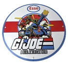 Vintage Esso G.I. Joe Tank Porcelain Sign - Real American Hero Gas Sign