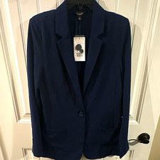 The Limited Women's Navy Solid One-Button Collared Blazer w/ Pockets size 6
